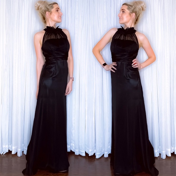 Black Long Bridesmaid Prom Homecoming Dress - Picture 5 of 8